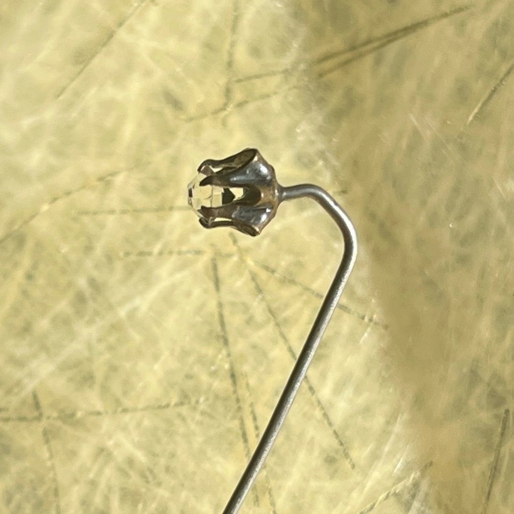 Vintage Silver Tone Crystal Stick Pin Hat Pin Estate Jewelry